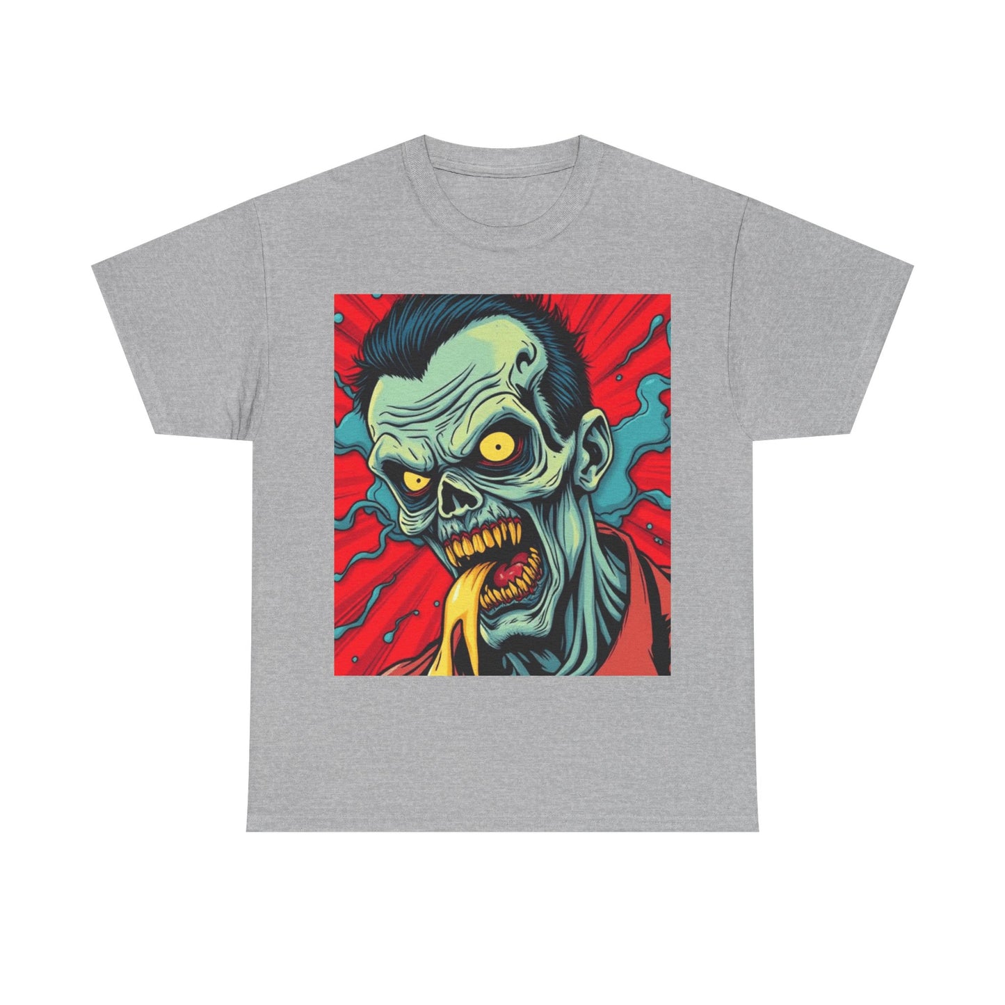 UK - Zombie Art Unisex Heavy Cotton Tee - Retro Horror Graphic Shirt
