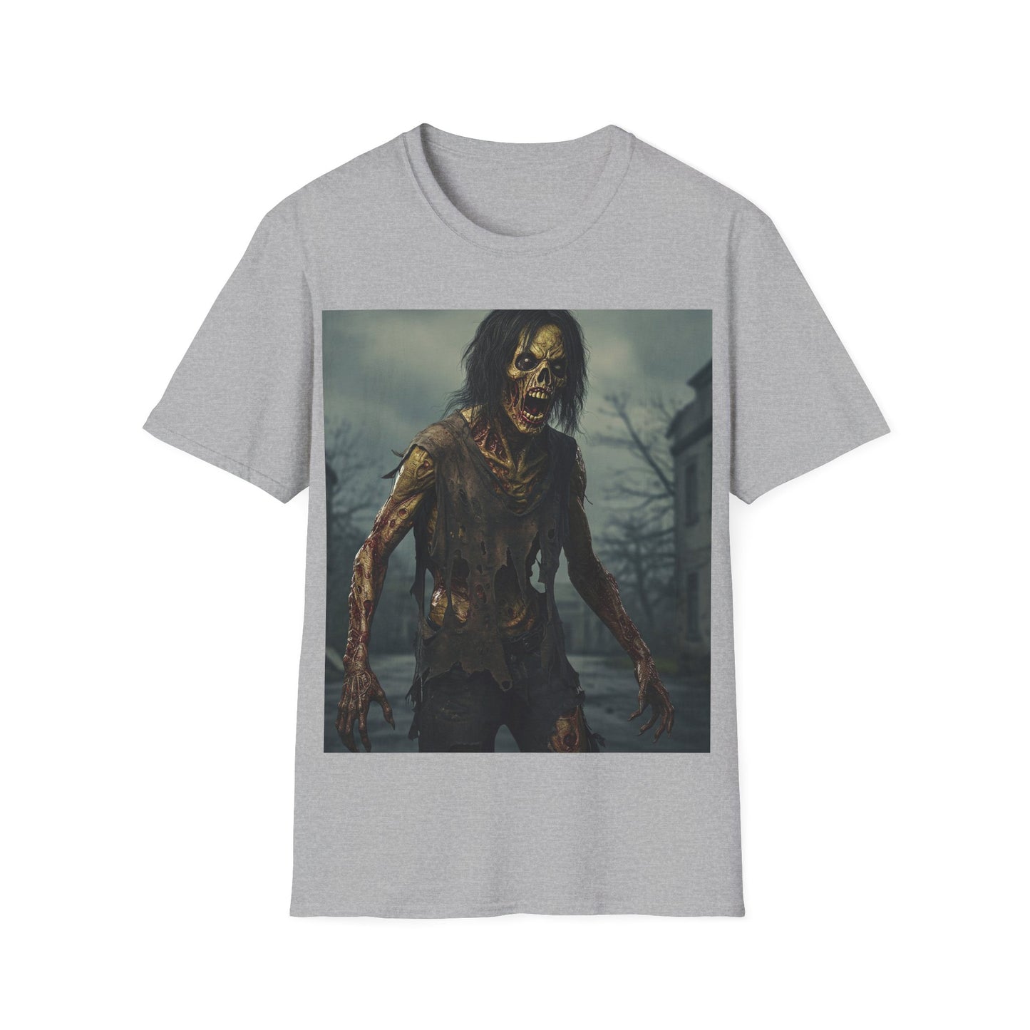 UK - Zombie Apocalyptic Portrait Tee, bold, decaying zombie graphic