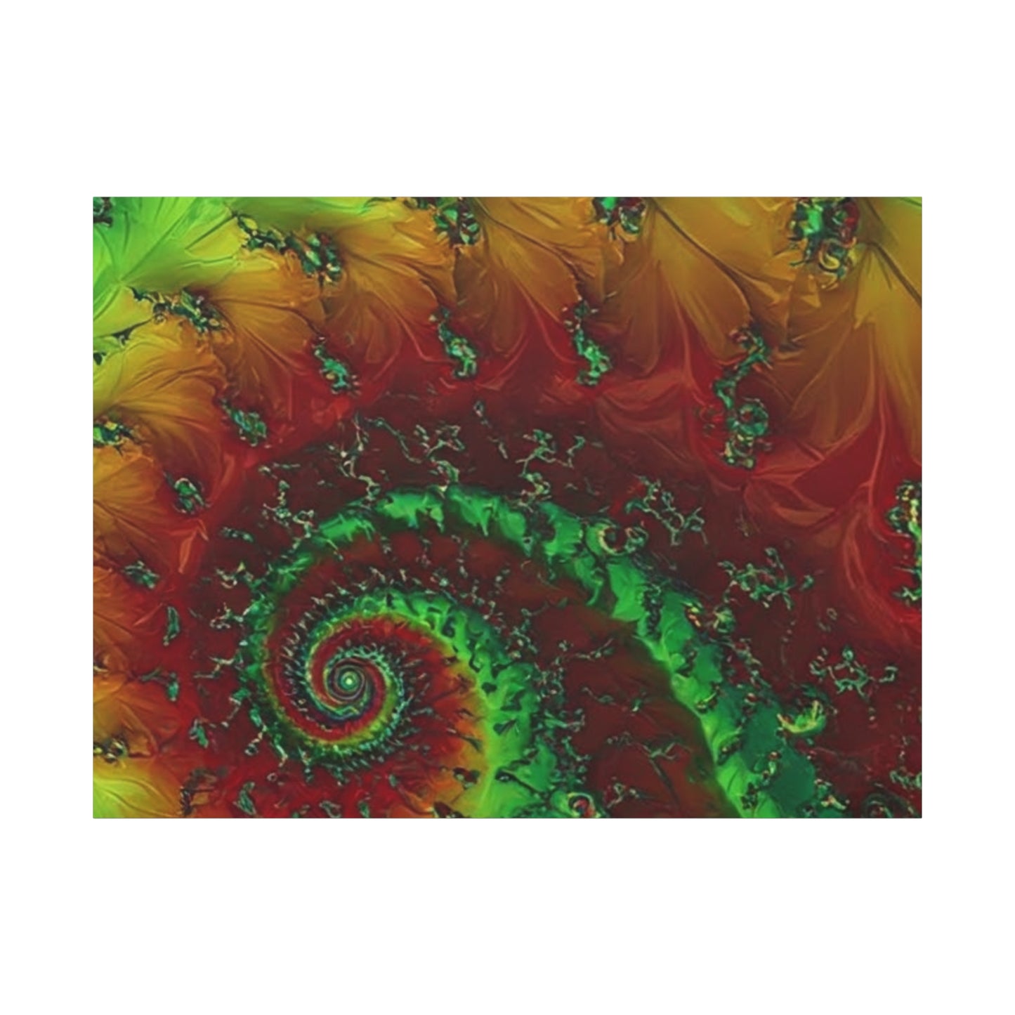 Vibrant Fractal Art Canvas - Green and Red Abstract Wall Decor