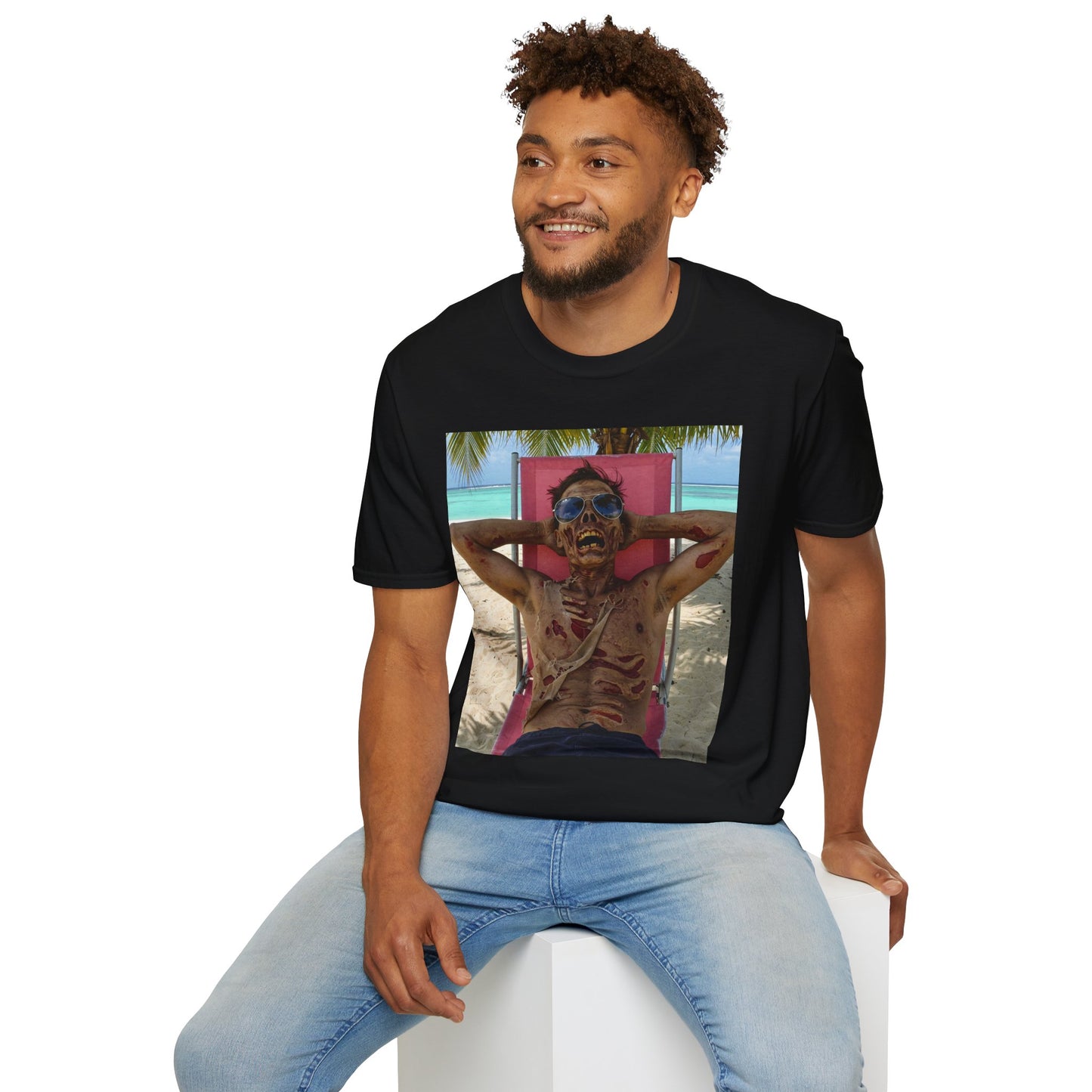 Chill Zombie Unisex Softstyle T-Shirt - Perfect for Beach Days & Halloween