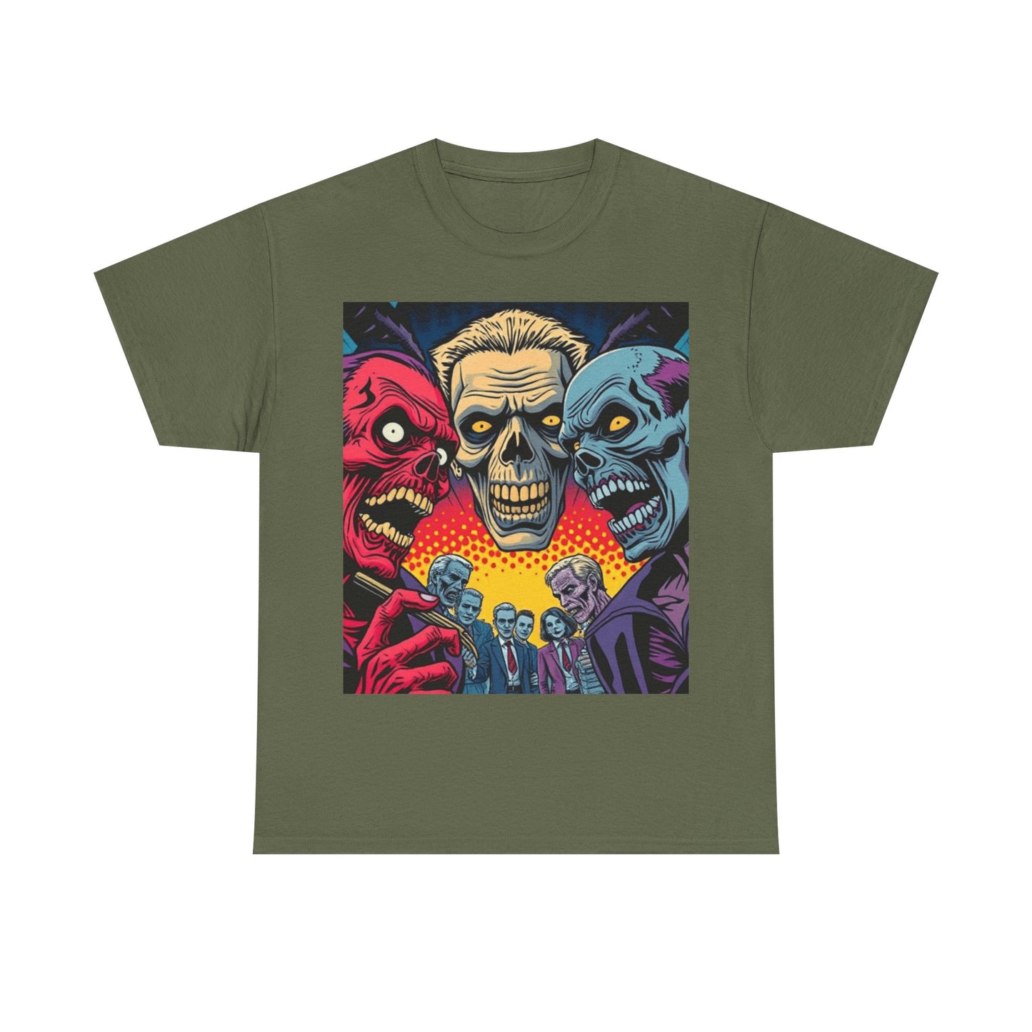 UK - Unisex Heavy Cotton Tee - Colorful Skeleton Design, Perfect for Halloween and Horror Fans