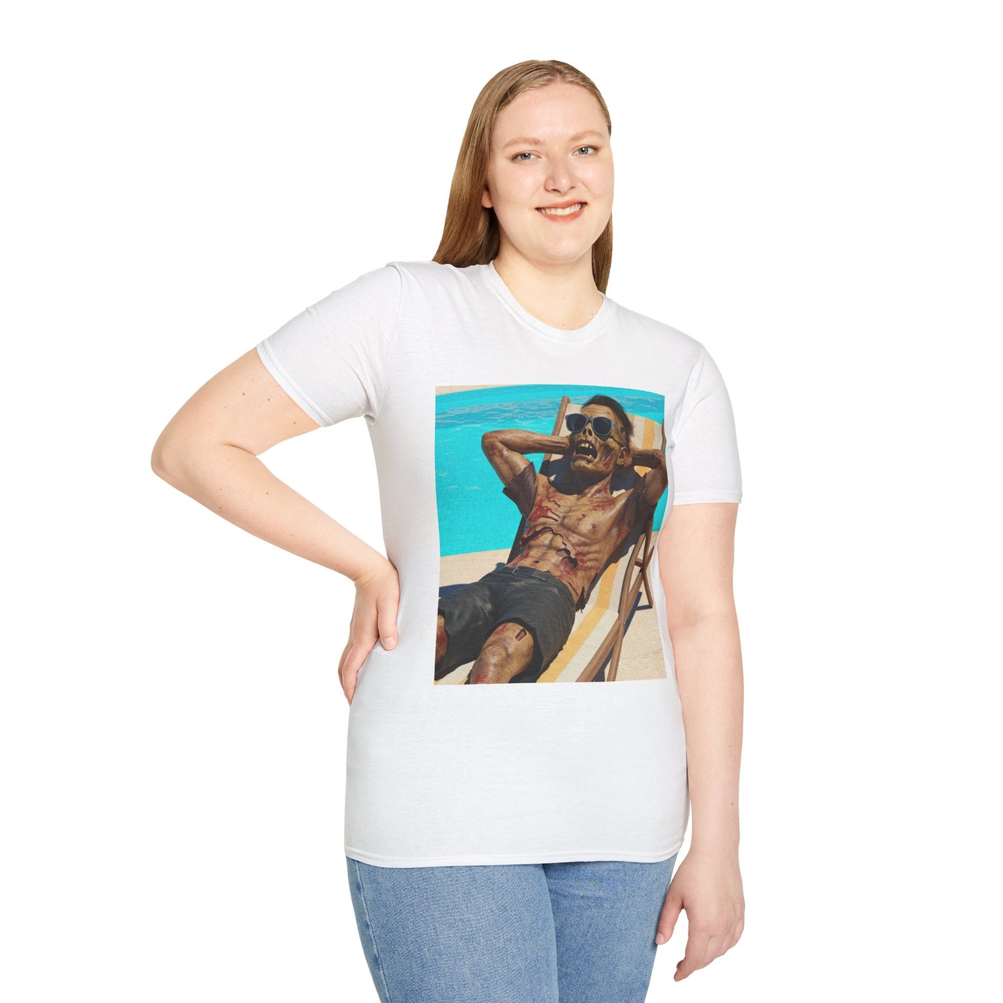 Zombie Relaxation Unisex Softstyle T-Shirt - Perfect for Halloween and Casual Outings