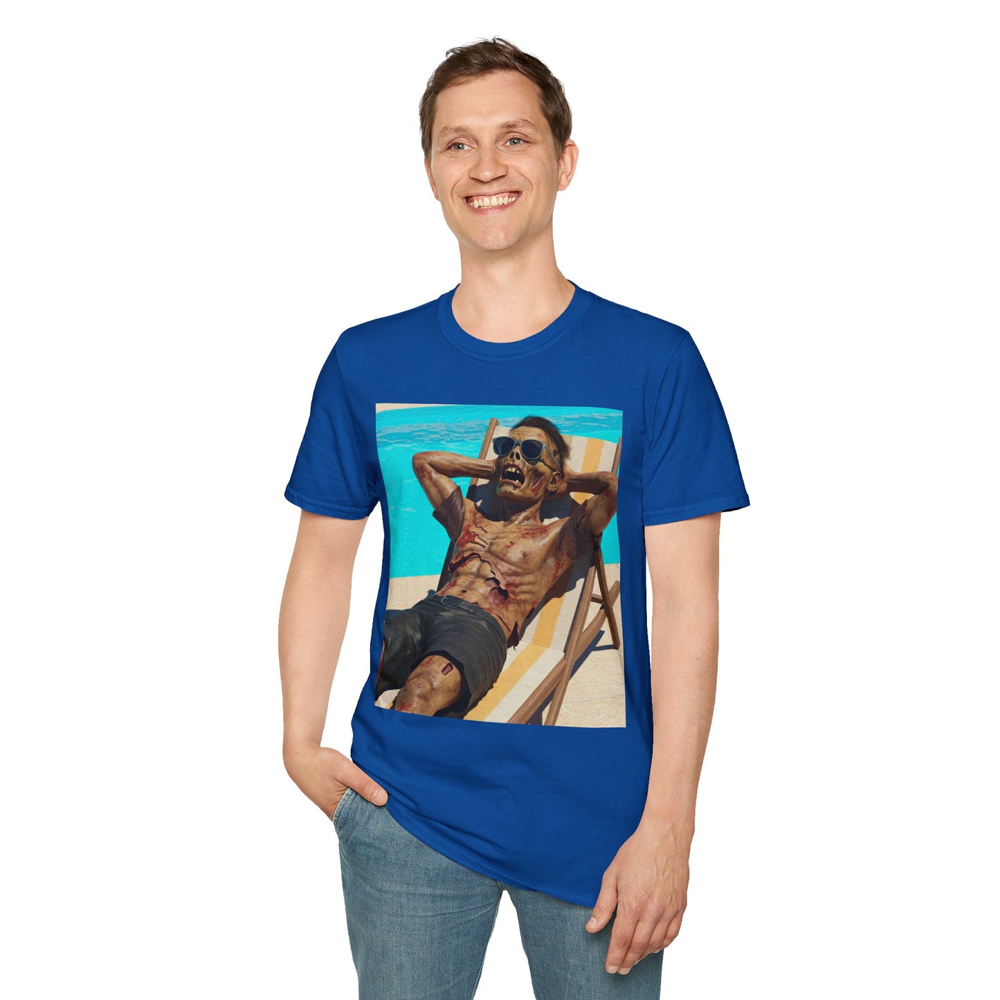 Zombie Relaxation Unisex Softstyle T-Shirt - Perfect for Halloween and Casual Outings