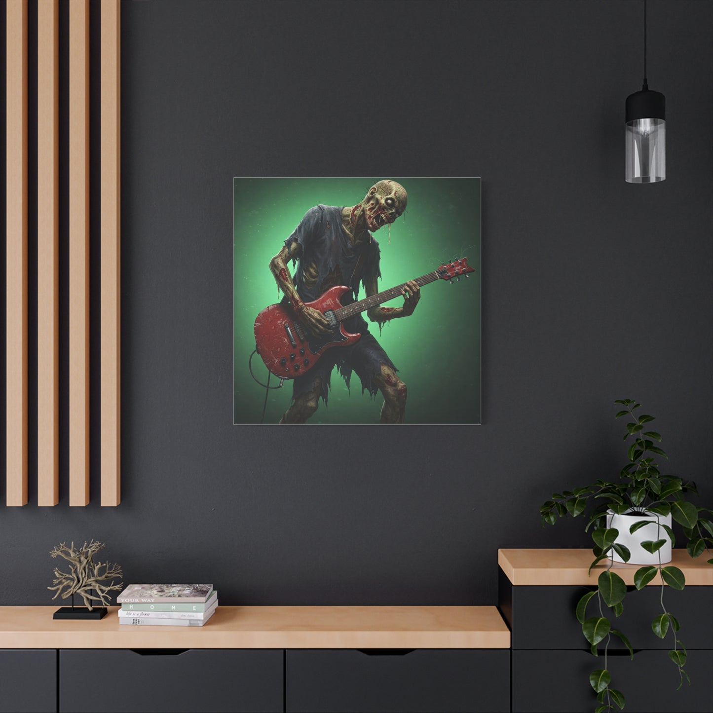 Zombie Rocker Canvas Wall Art - Edgy Decor for Music Lovers