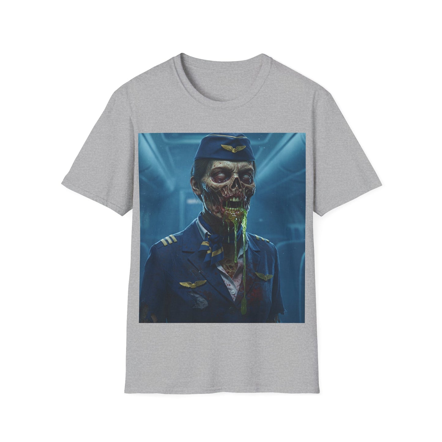 UK - Zombie Pilot Apocalyptic Portrait Tee, bold, decaying zombie graphic