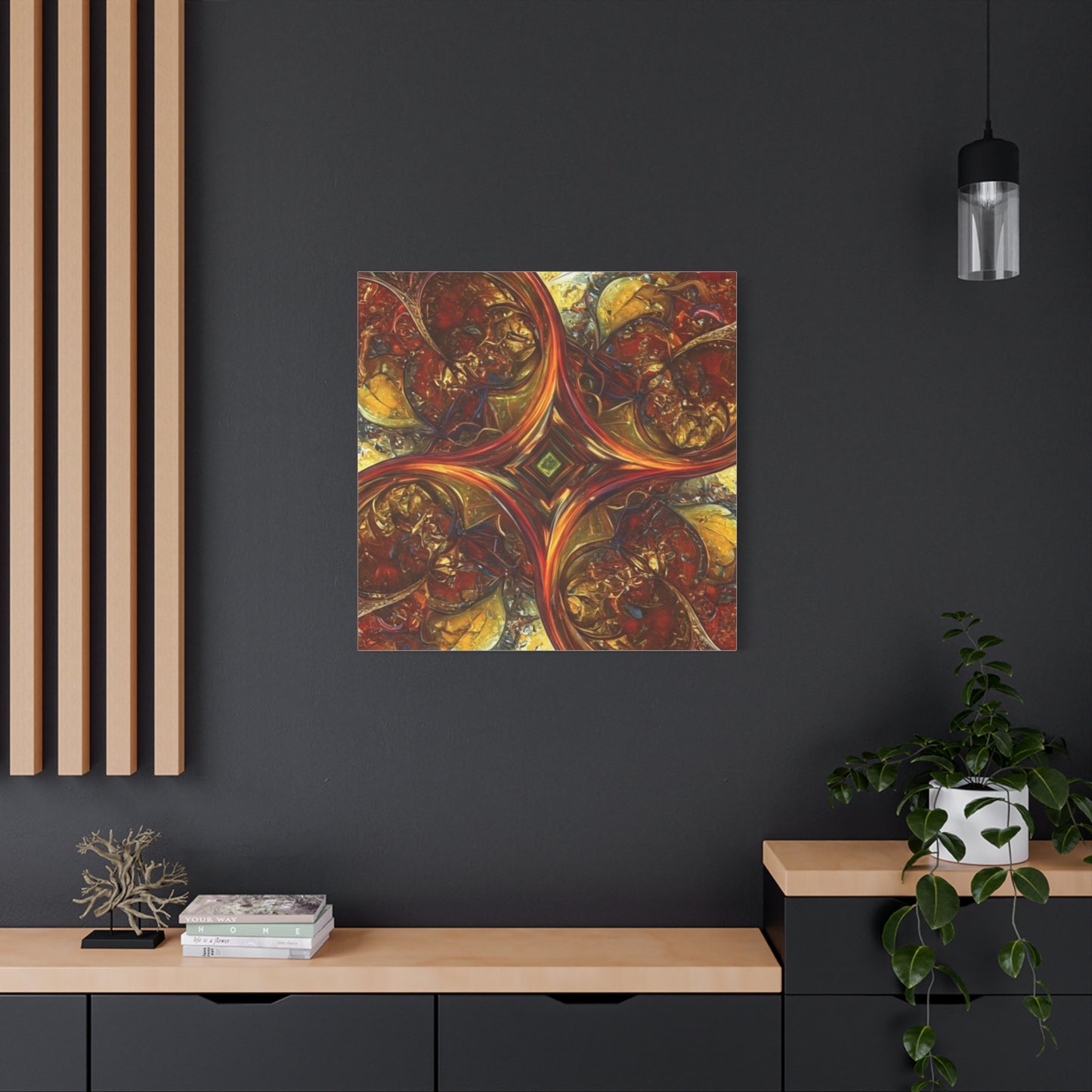 Abstract Art Matte Canvas Wall Decor - Vibrant Fractal Design, Colorful Home Accent