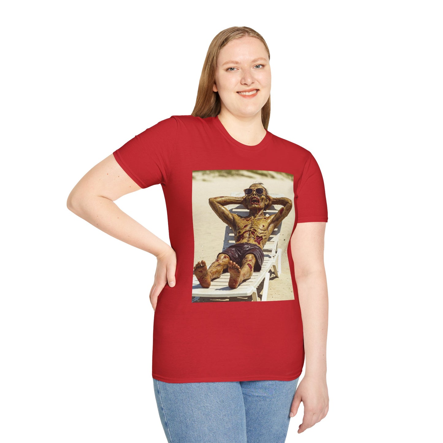 Chillin' Skeleton Unisex Softstyle T-Shirt - Perfect for Halloween & Casual Wear