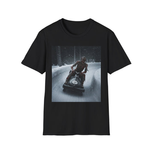 Chilling Winter Fun Apocalyptic Portrait Tee, bold, decaying zombie graphic