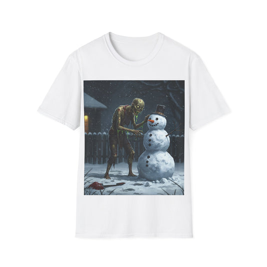 UK - Merry Horror Unisex Softstyle T-Shirt - Creepy Snowman Design