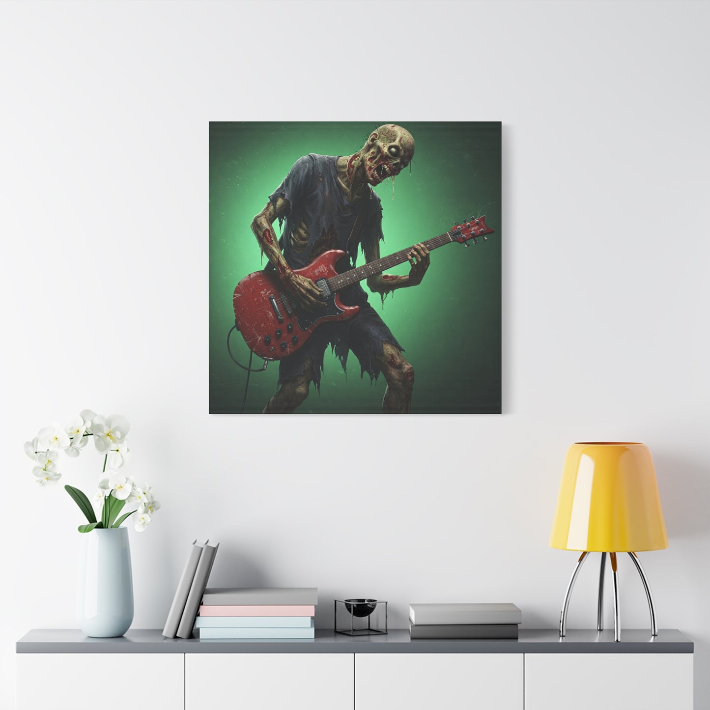 Zombie Rocker Canvas Wall Art - Edgy Decor for Music Lovers