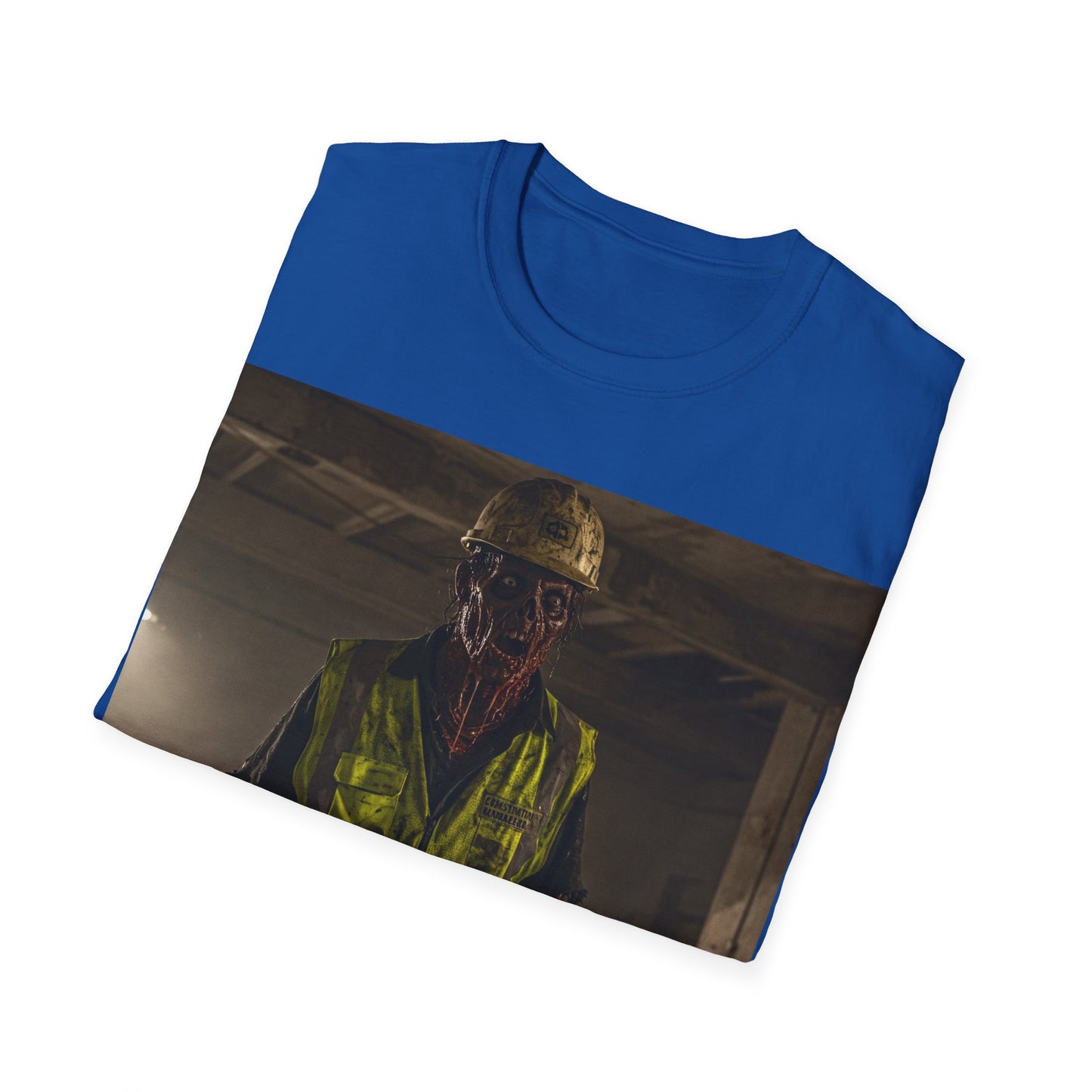 UK - Horror Themed Unisex Softstyle T-Shirt - Creepy Construction Design