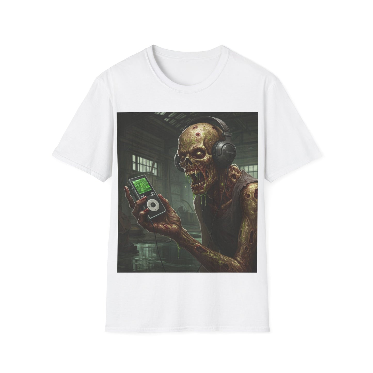 UK - Zombie Listening to Music Unisex Softstyle T-Shirt