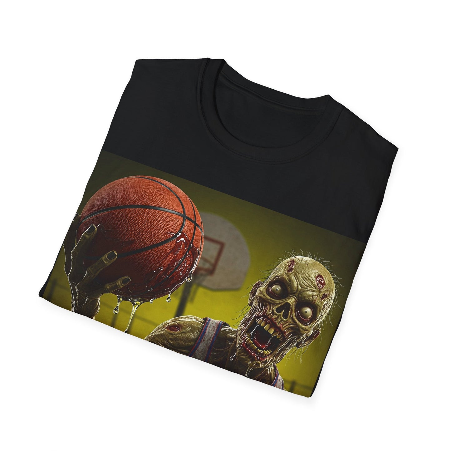 UK - Zombie Basketball Apocalyptic Portrait Tee, bold, decaying zombie graphic