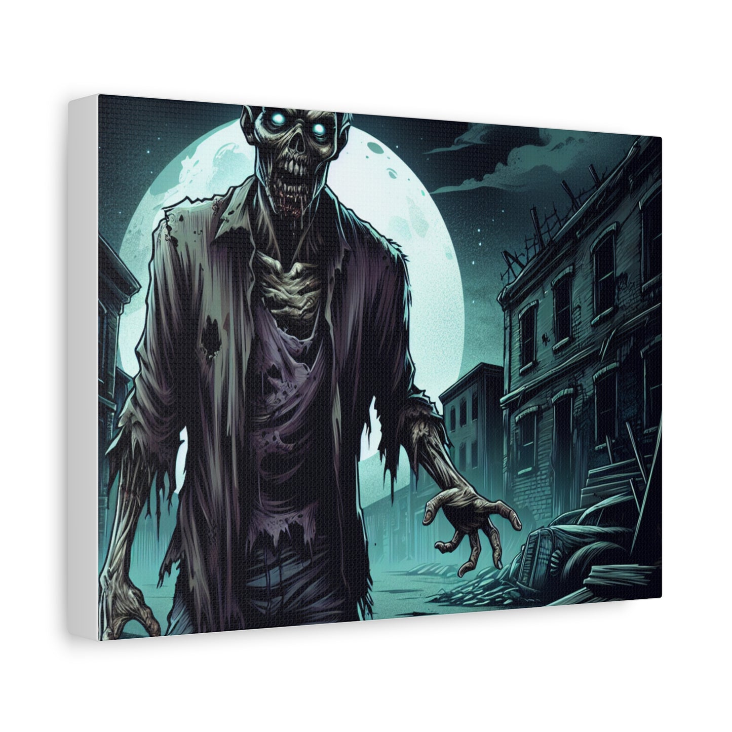 Zombie Moon Canvas Wall Art - Horror Decor for Halloween