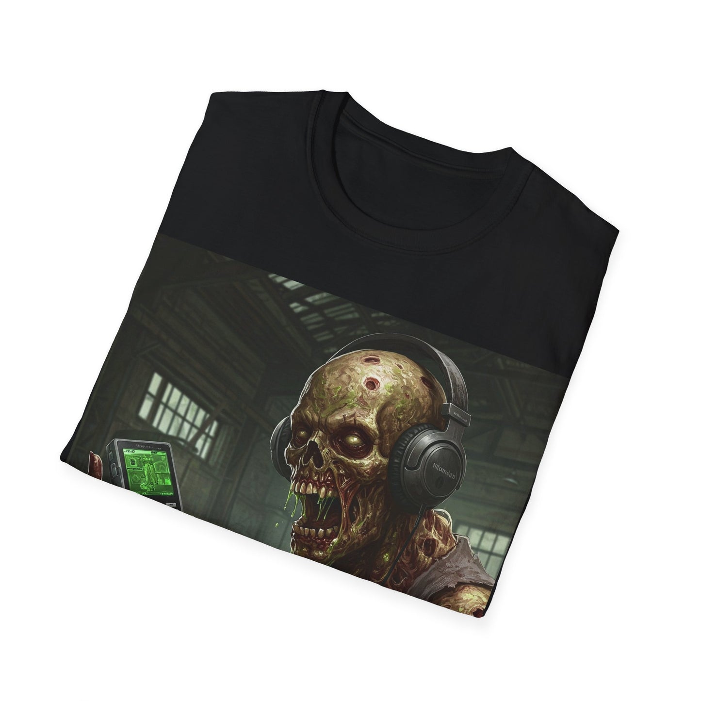 UK - Zombie Listening to Music Unisex Softstyle T-Shirt