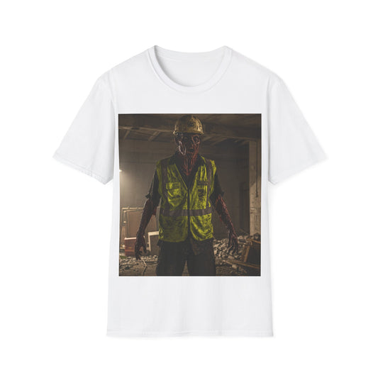 UK - Horror Themed Unisex Softstyle T-Shirt - Creepy Construction Design