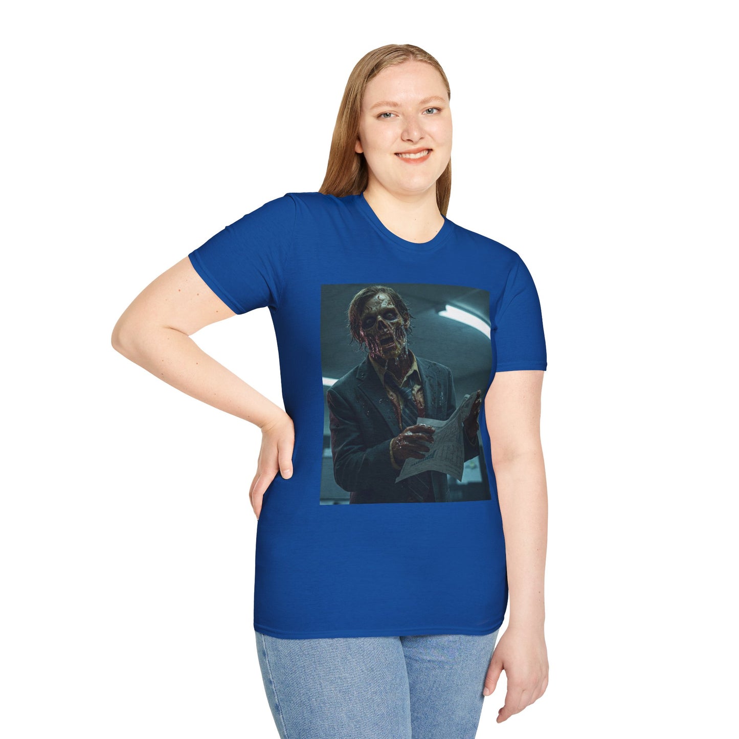 Zombie Horror Unisex Softstyle T-Shirt - Spooky Graphic Tee for Halloween and Horror Lovers