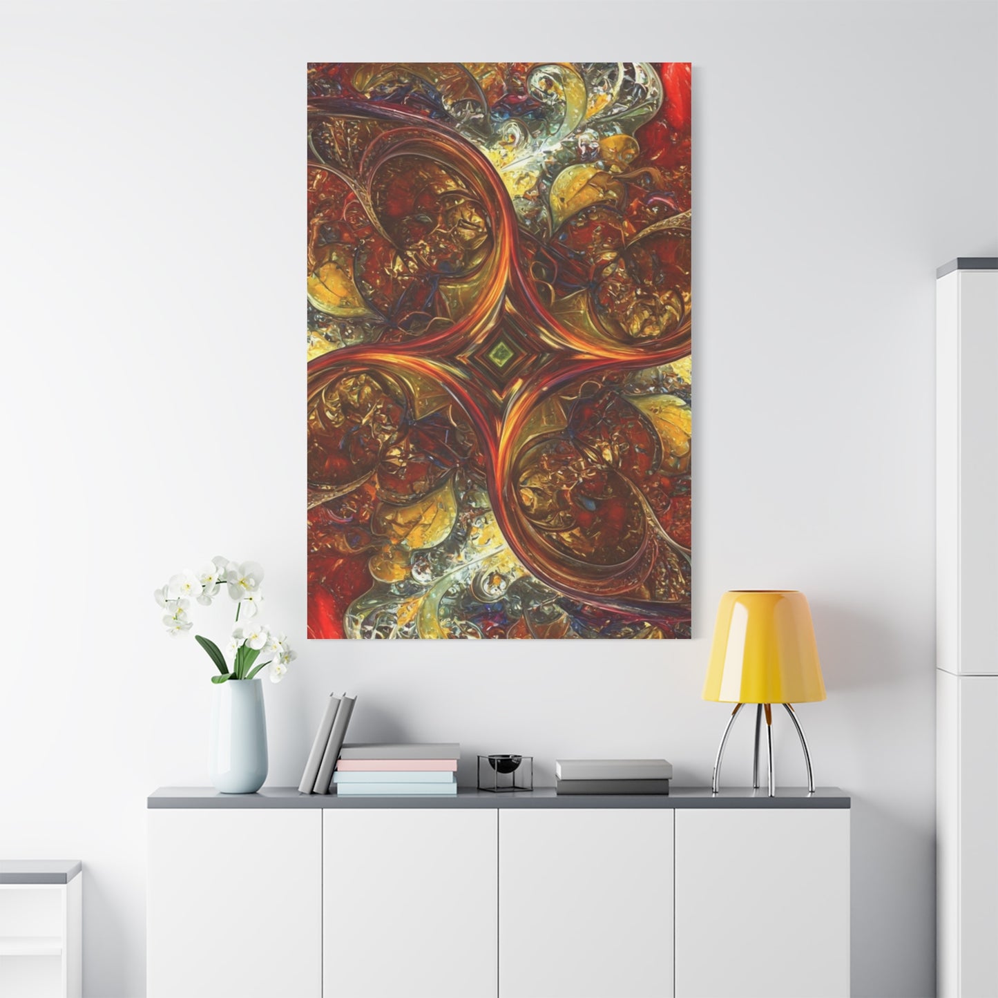 Abstract Art Matte Canvas Wall Decor - Vibrant Fractal Design, Colorful Home Accent
