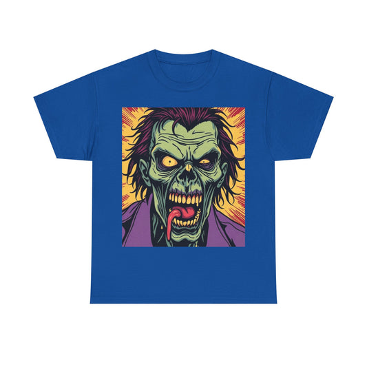 UK - Horror-Themed Unisex Heavy Cotton Tee - Zombie Graphic T-Shirt for Halloween & Casual Wear