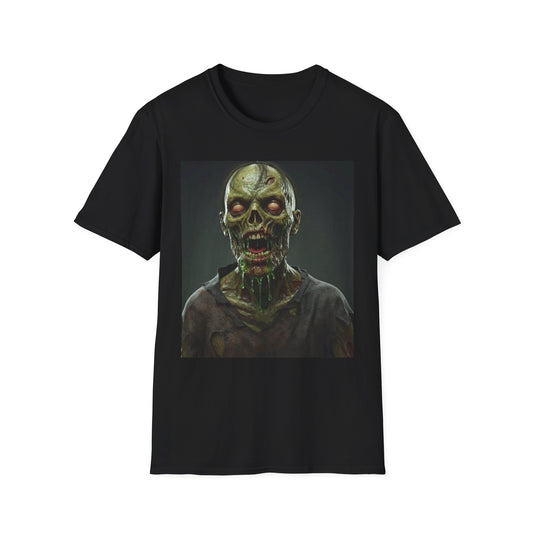 Apocalyptic Portrait Tee, bold, decaying zombie graphic