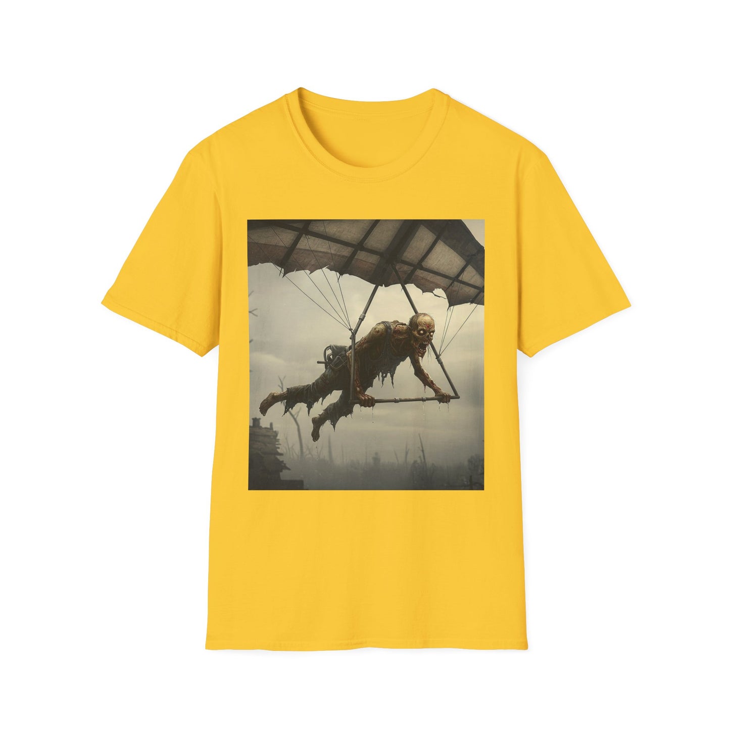 Zombie Parachute Unisex Softstyle T-Shirt - Perfect for Halloween and Horror Fans