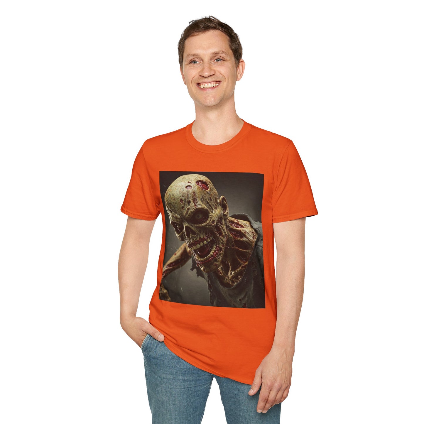 Zombie Skull Unisex Softstyle T-Shirt - Spooky Halloween Tee