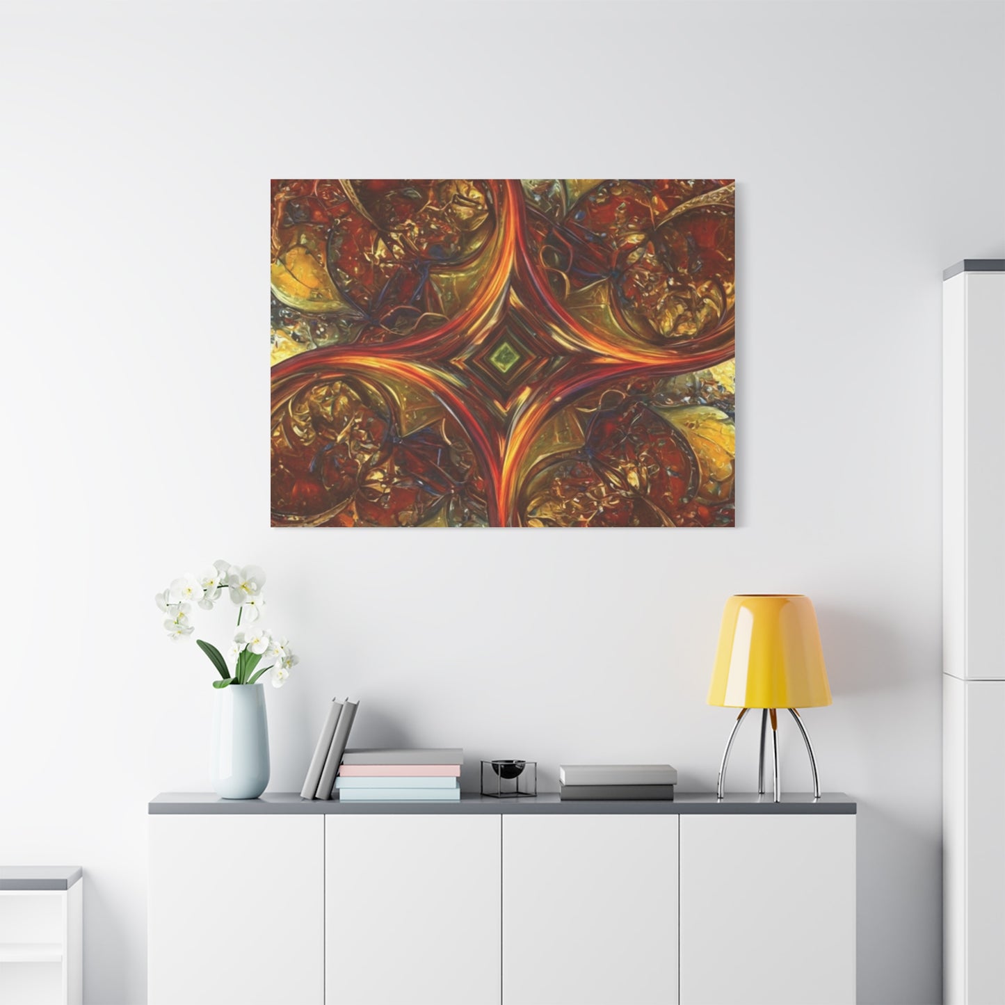 Abstract Art Matte Canvas Wall Decor - Vibrant Fractal Design, Colorful Home Accent