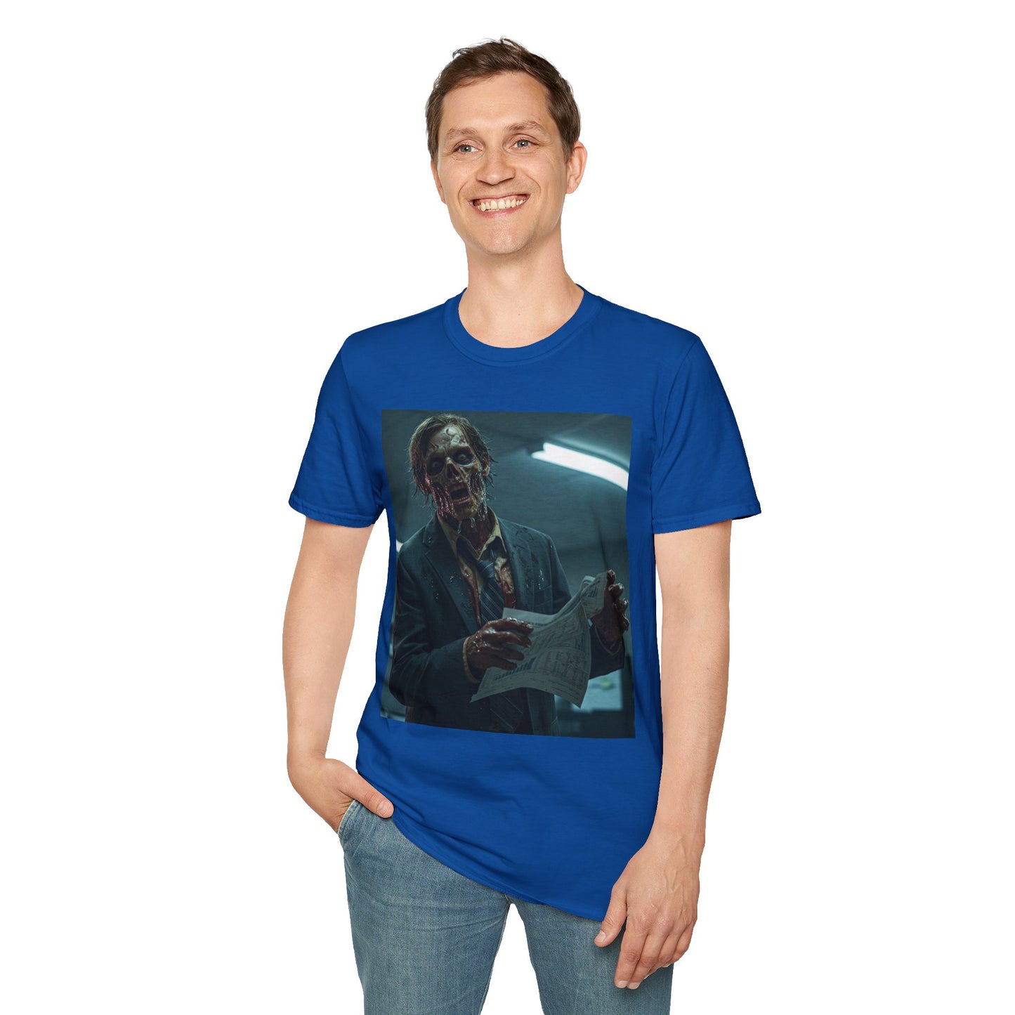 Zombie Horror Unisex Softstyle T-Shirt - Spooky Graphic Tee for Halloween and Horror Lovers