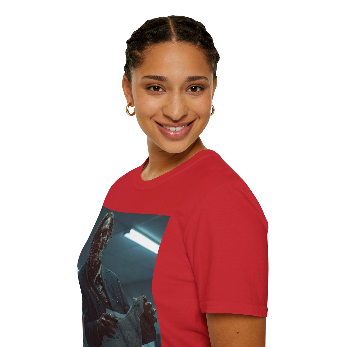 Zombie Horror Unisex Softstyle T-Shirt - Spooky Graphic Tee for Halloween and Horror Lovers