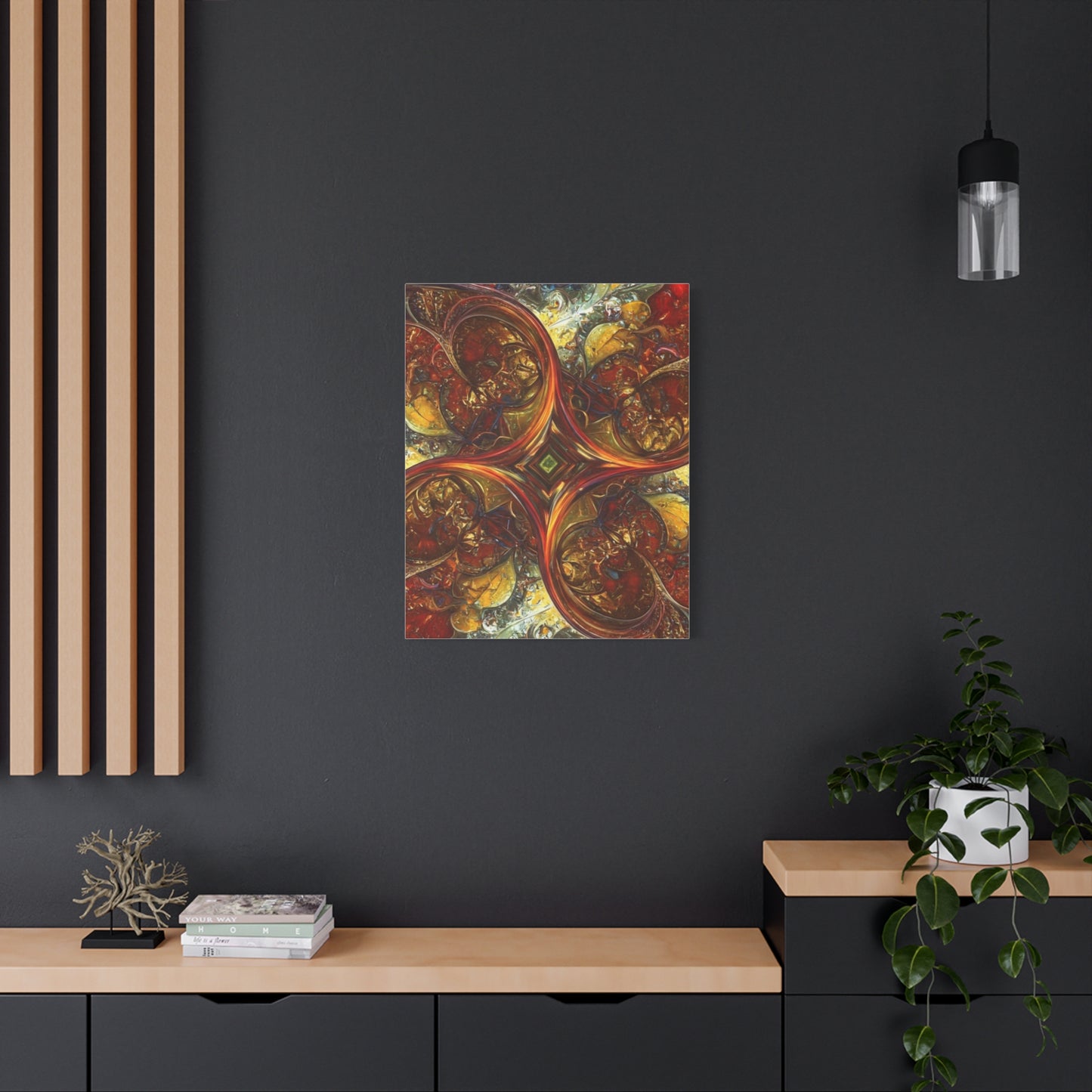 Abstract Art Matte Canvas Wall Decor - Vibrant Fractal Design, Colorful Home Accent