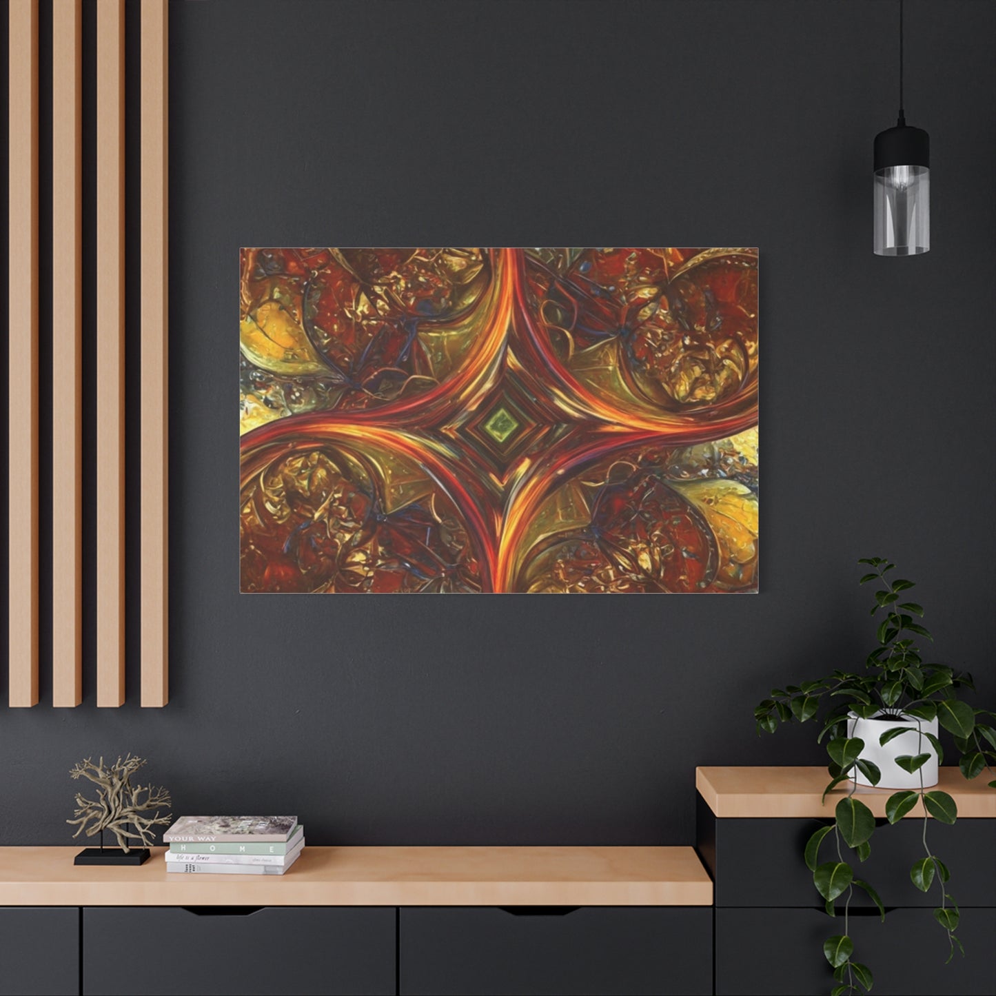 Abstract Art Matte Canvas Wall Decor - Vibrant Fractal Design, Colorful Home Accent