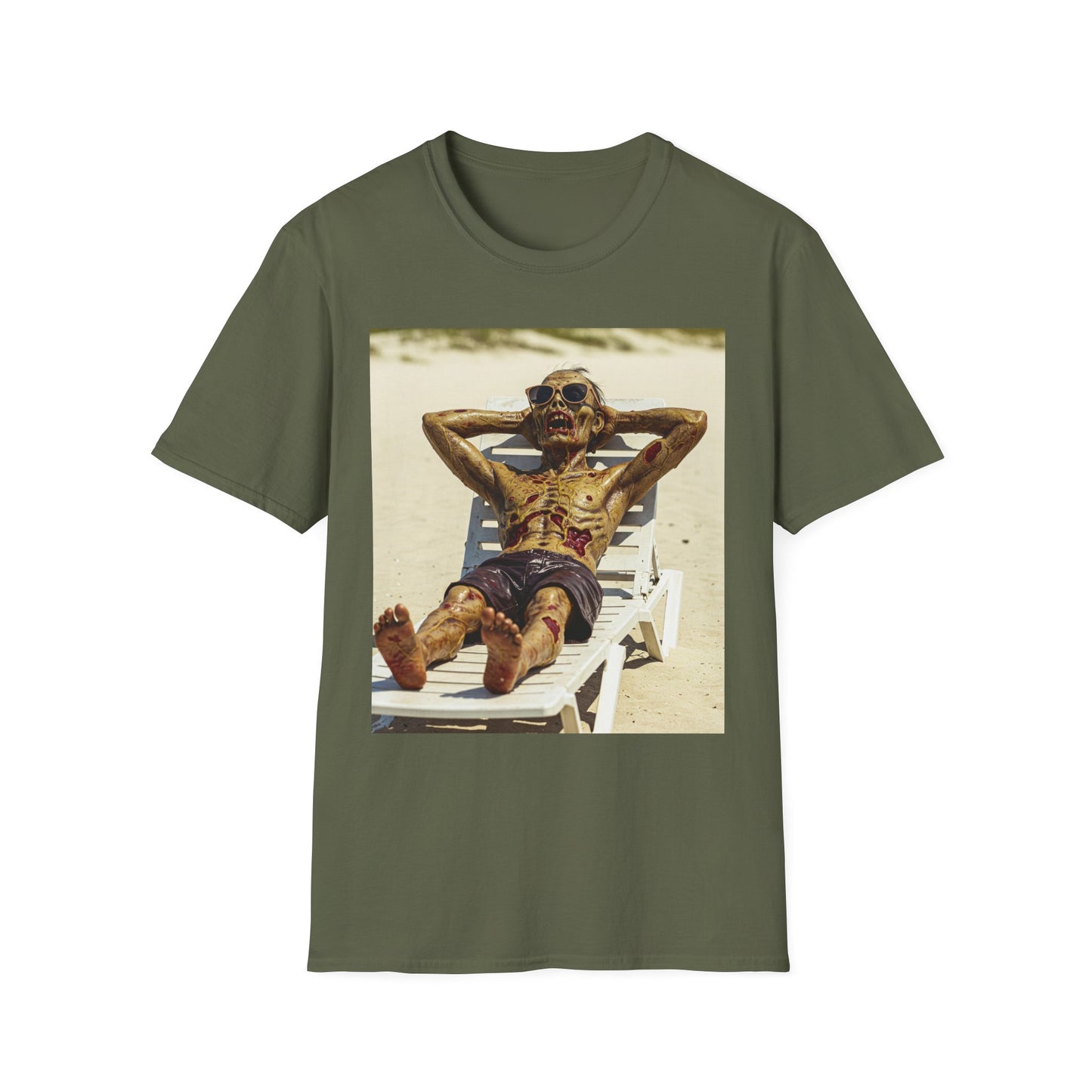 Chillin' Skeleton Unisex Softstyle T-Shirt - Perfect for Halloween & Casual Wear