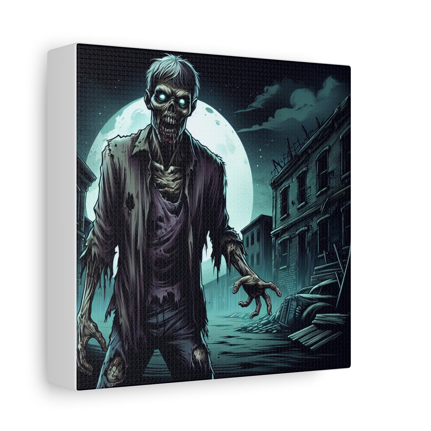 Zombie Moon Canvas Wall Art - Horror Decor for Halloween