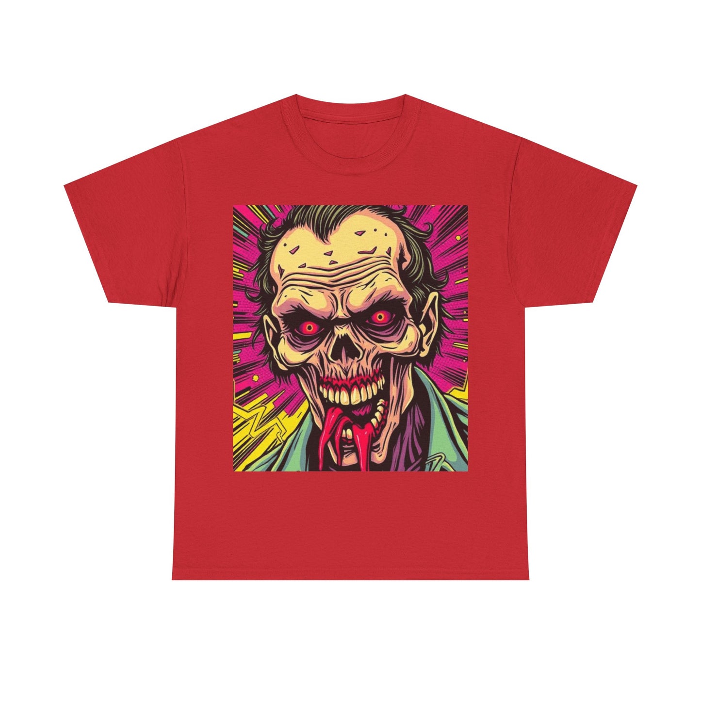 UK - Retro Zombie Graphic Unisex Heavy Cotton Tee - Perfect for Halloween and Horror Fans