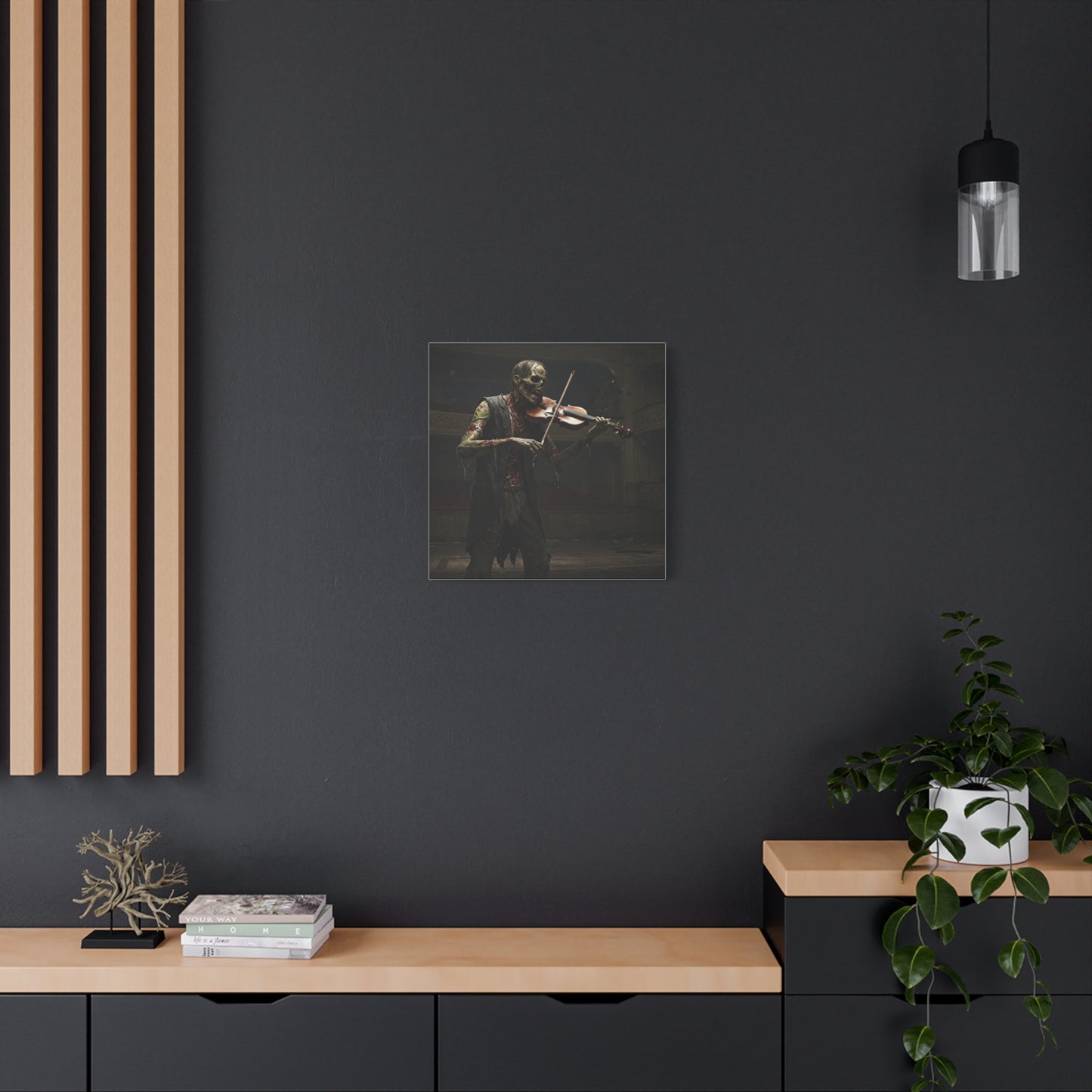 Zombie Violinist Canvas Wall Art - Spooky Home Decor for Halloween