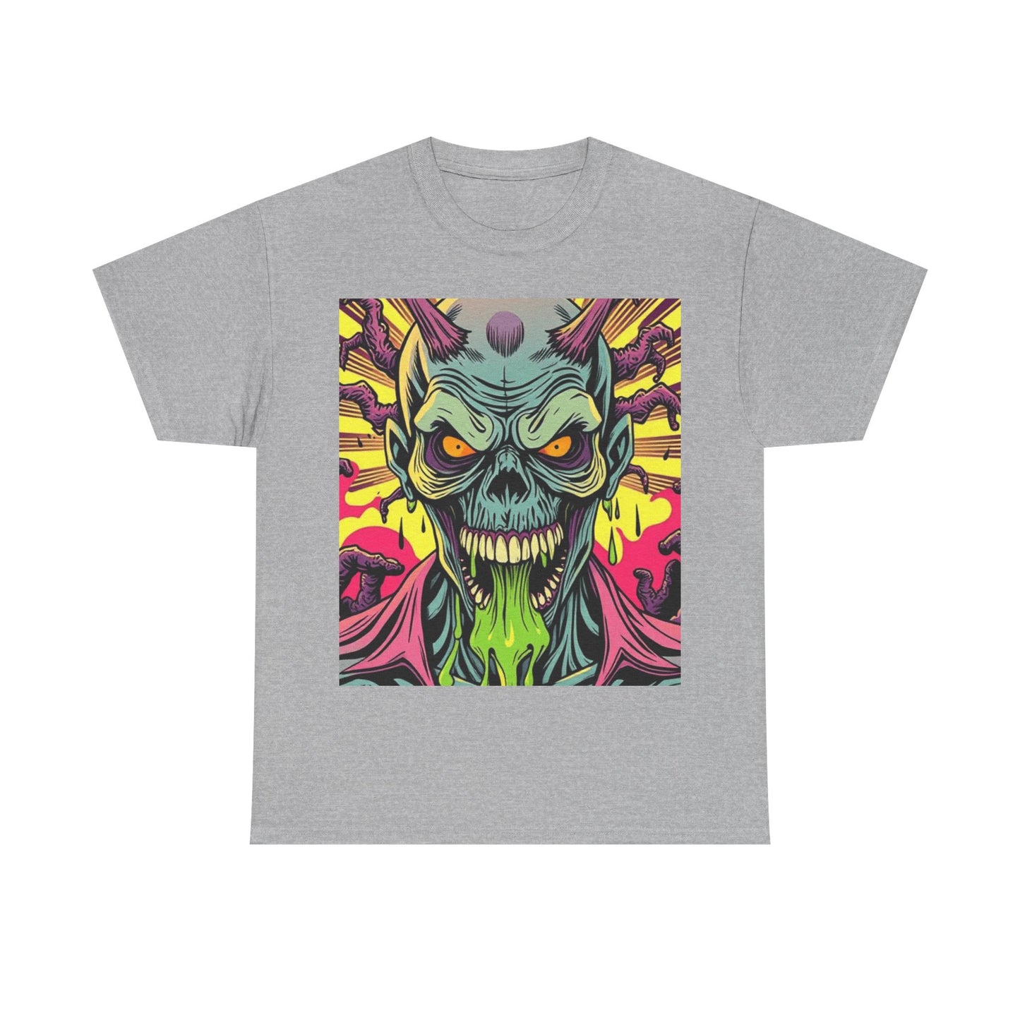 UK - Unisex Heavy Cotton Tee - Ghoulish Graphic T-Shirt for Halloween and Horror Lovers