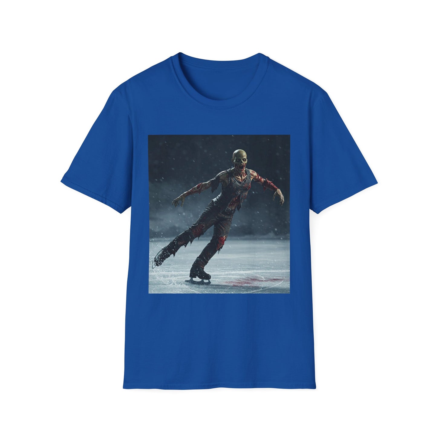 Chilling Thriller Unisex Softstyle T-Shirt - Ice Skating Horror Design