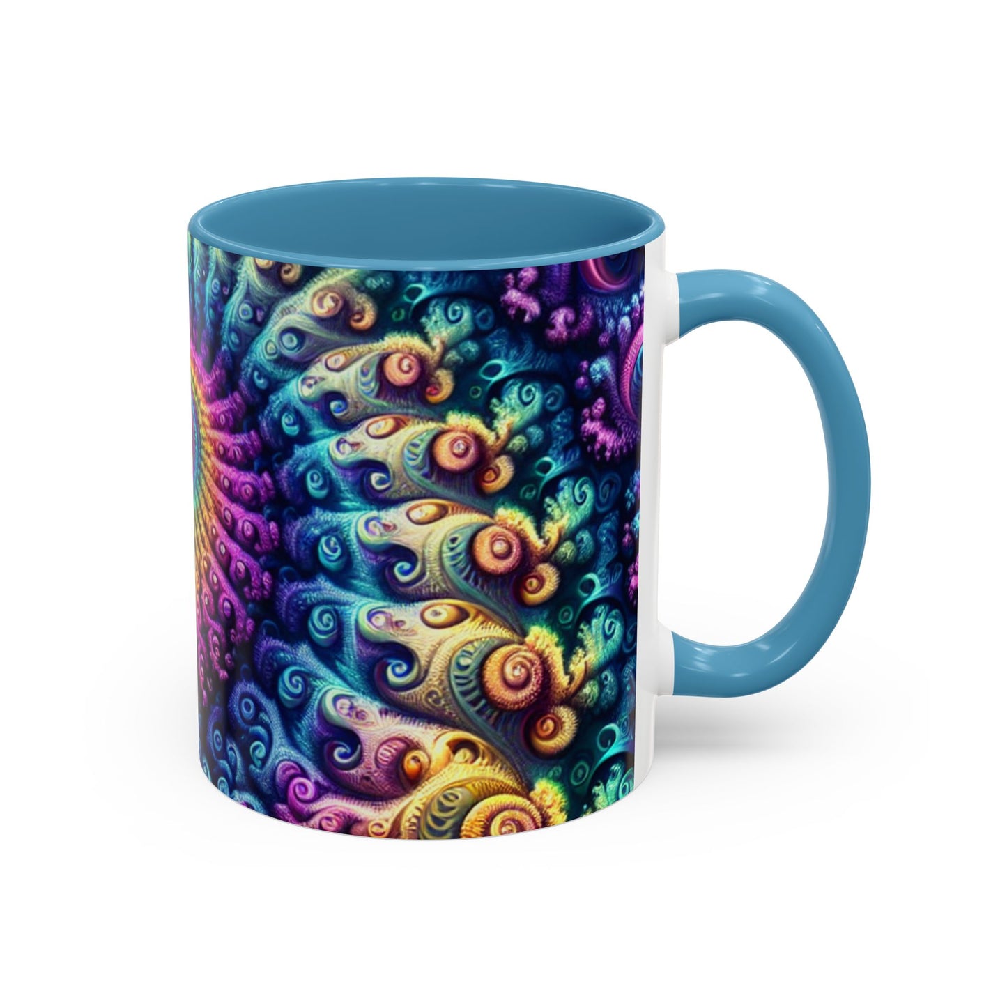 Colorful Spiral Accent Coffee Mug - 11 & 15oz - Ideal for Home & Gifts
