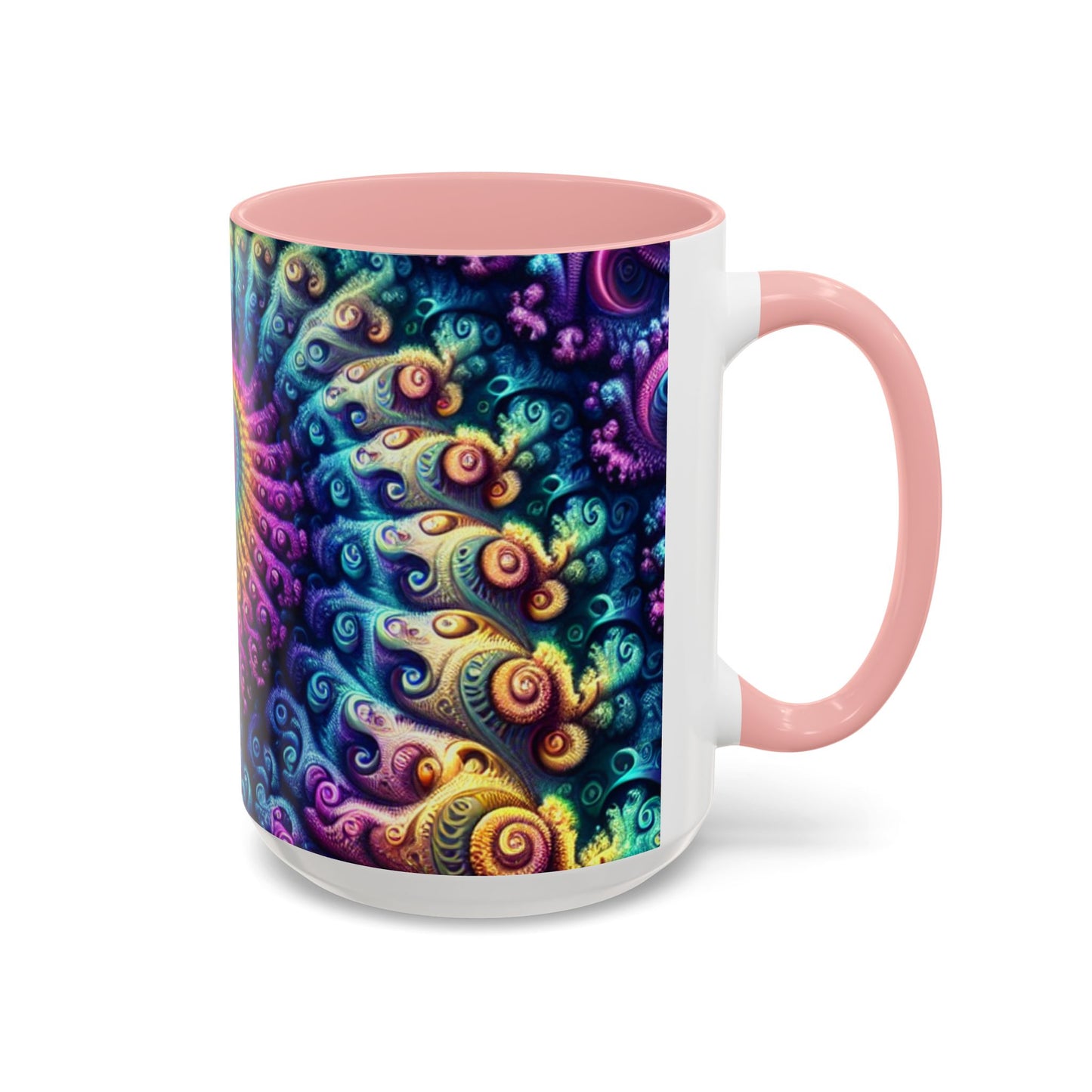 Colorful Spiral Accent Coffee Mug - 11 & 15oz - Ideal for Home & Gifts