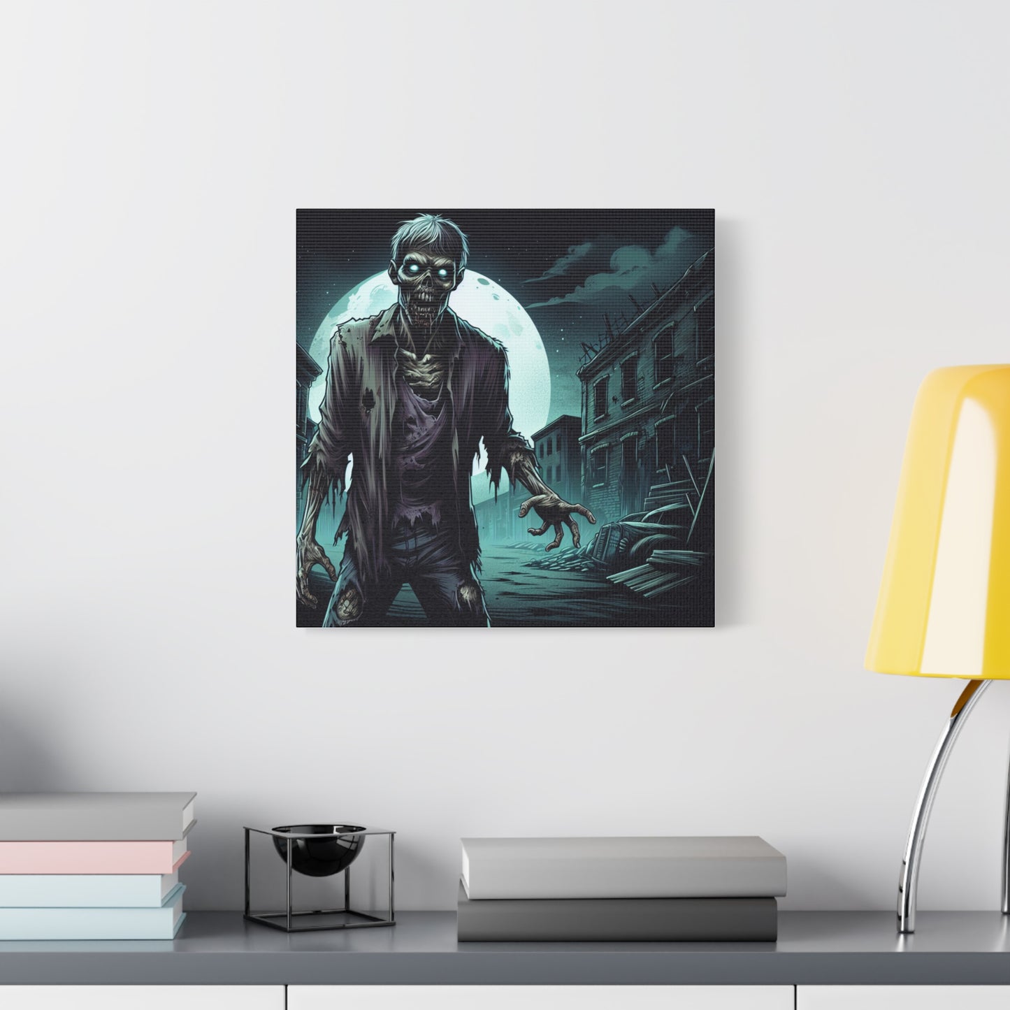 Zombie Moon Canvas Wall Art - Horror Decor for Halloween