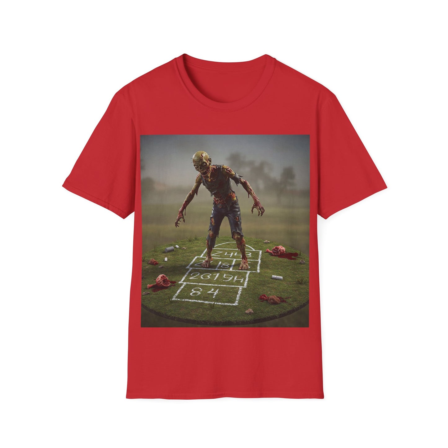 UK - Unisex Zombie Hopscotch T-Shirt - Perfect for Halloween or Casual Wear