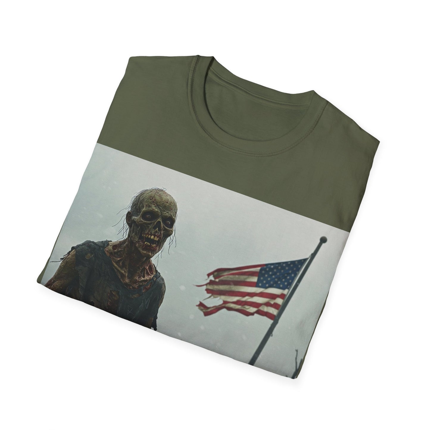 UK - Patriot Zombie Apocalypse Apocalyptic Portrait Tee, bold, decaying zombie graphic