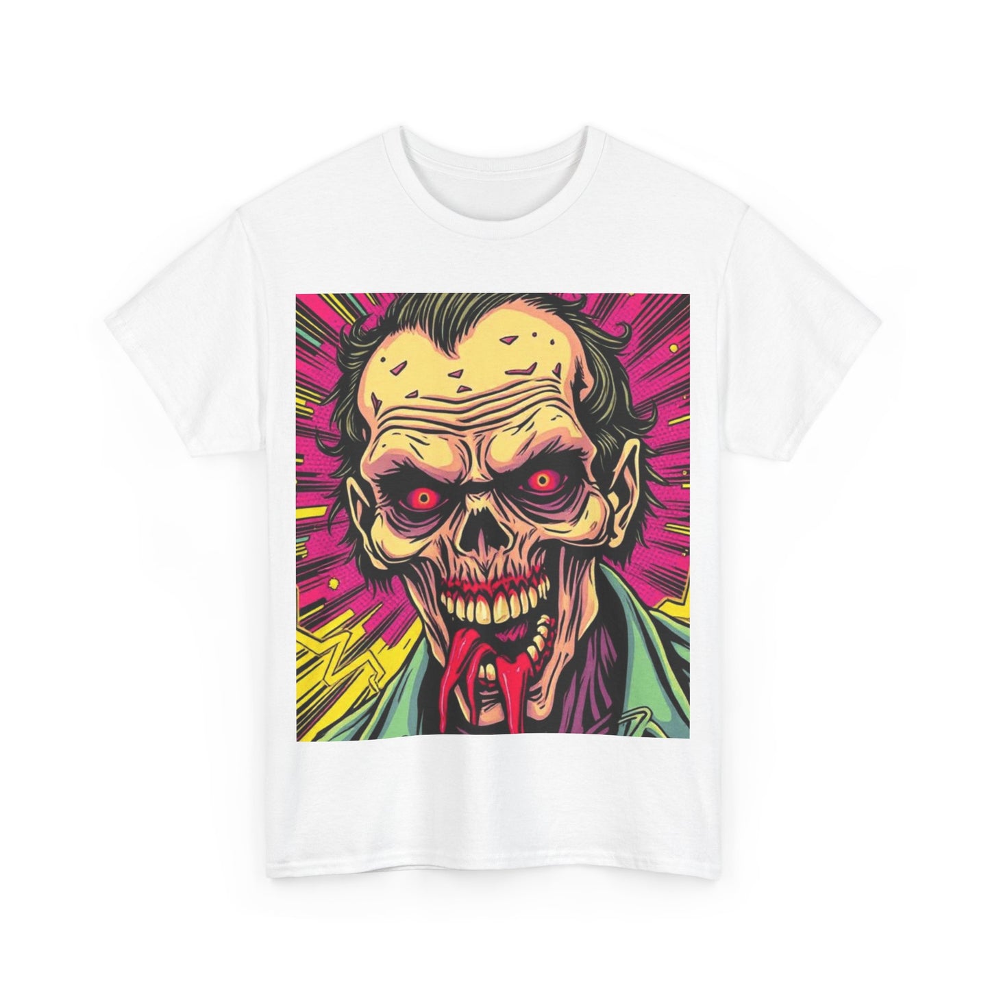 UK - Retro Zombie Graphic Unisex Heavy Cotton Tee - Perfect for Halloween and Horror Fans