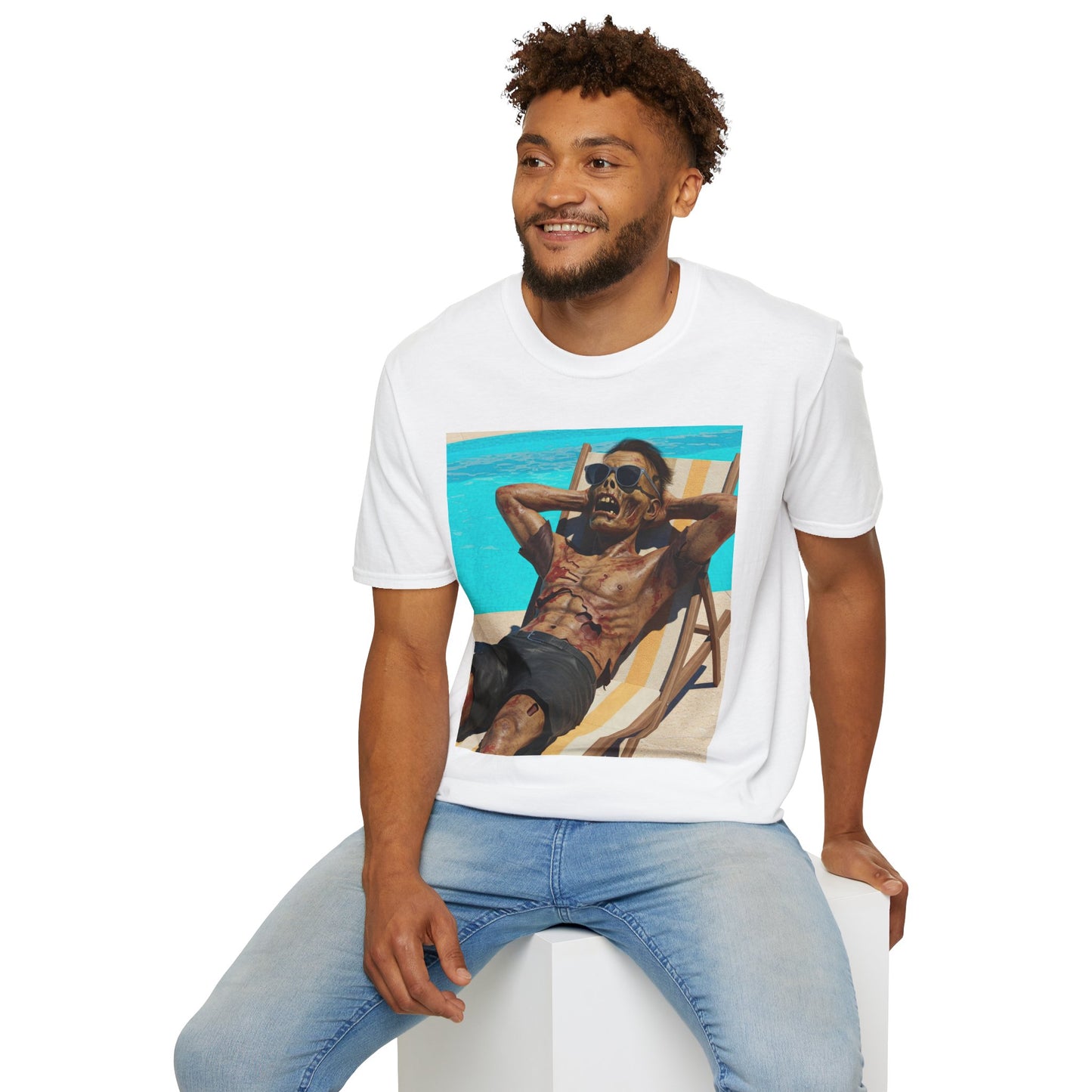Zombie Relaxation Unisex Softstyle T-Shirt - Perfect for Halloween and Casual Outings