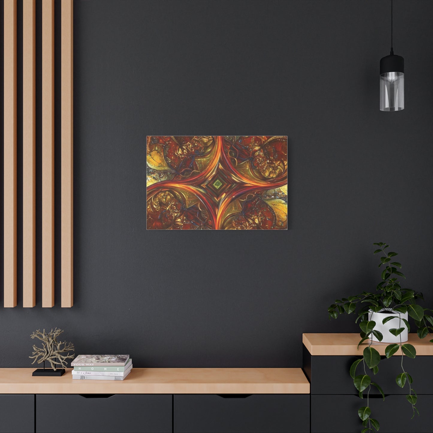 Abstract Art Matte Canvas Wall Decor - Vibrant Fractal Design, Colorful Home Accent
