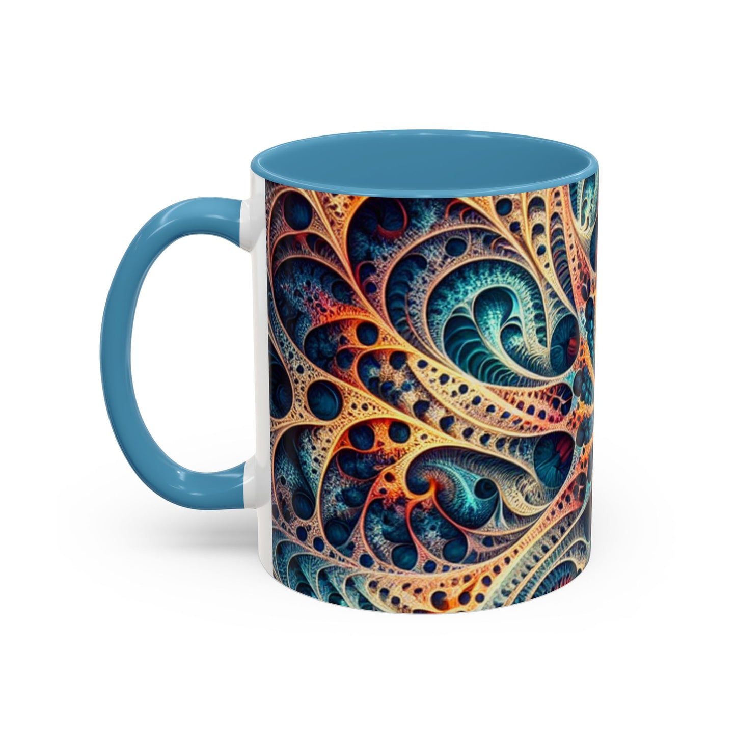 Colorful Swirl Accent Coffee Mug - 11oz & 15oz Ceramic Cup for Coffee Lovers