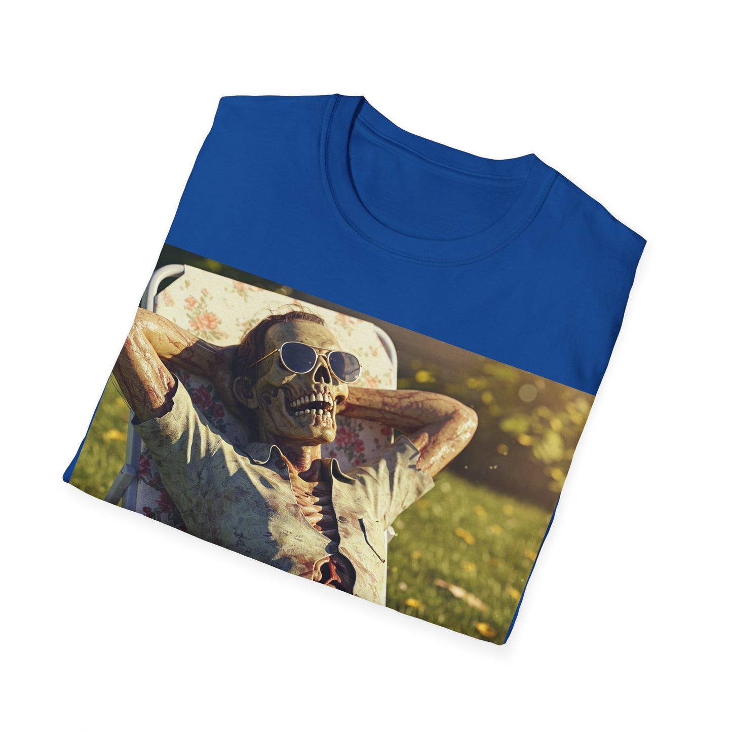 UK - Relaxing Skeleton Unisex Softstyle T-Shirt - Perfect for Halloween and Everyday Wear