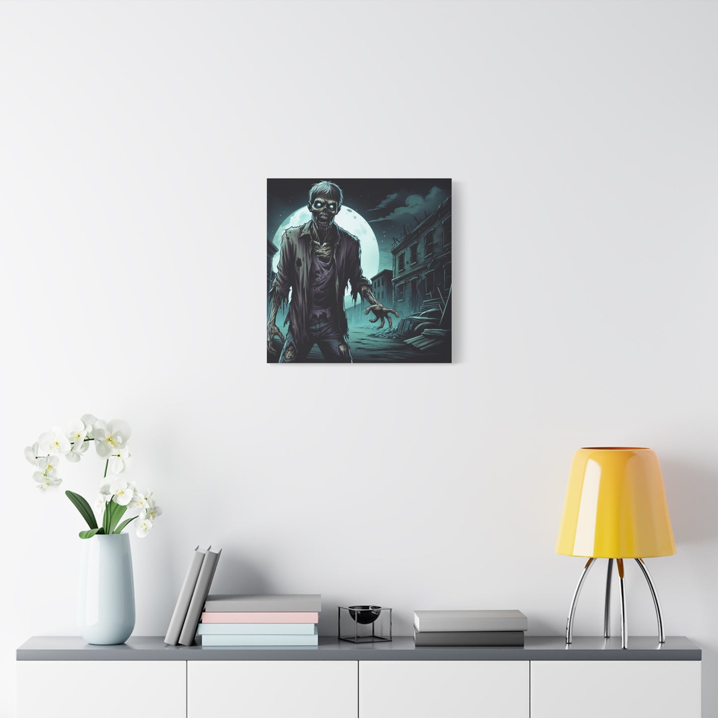 Zombie Moon Canvas Wall Art - Horror Decor for Halloween