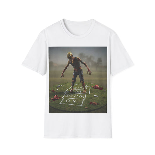 UK - Unisex Zombie Hopscotch T-Shirt - Perfect for Halloween or Casual Wear