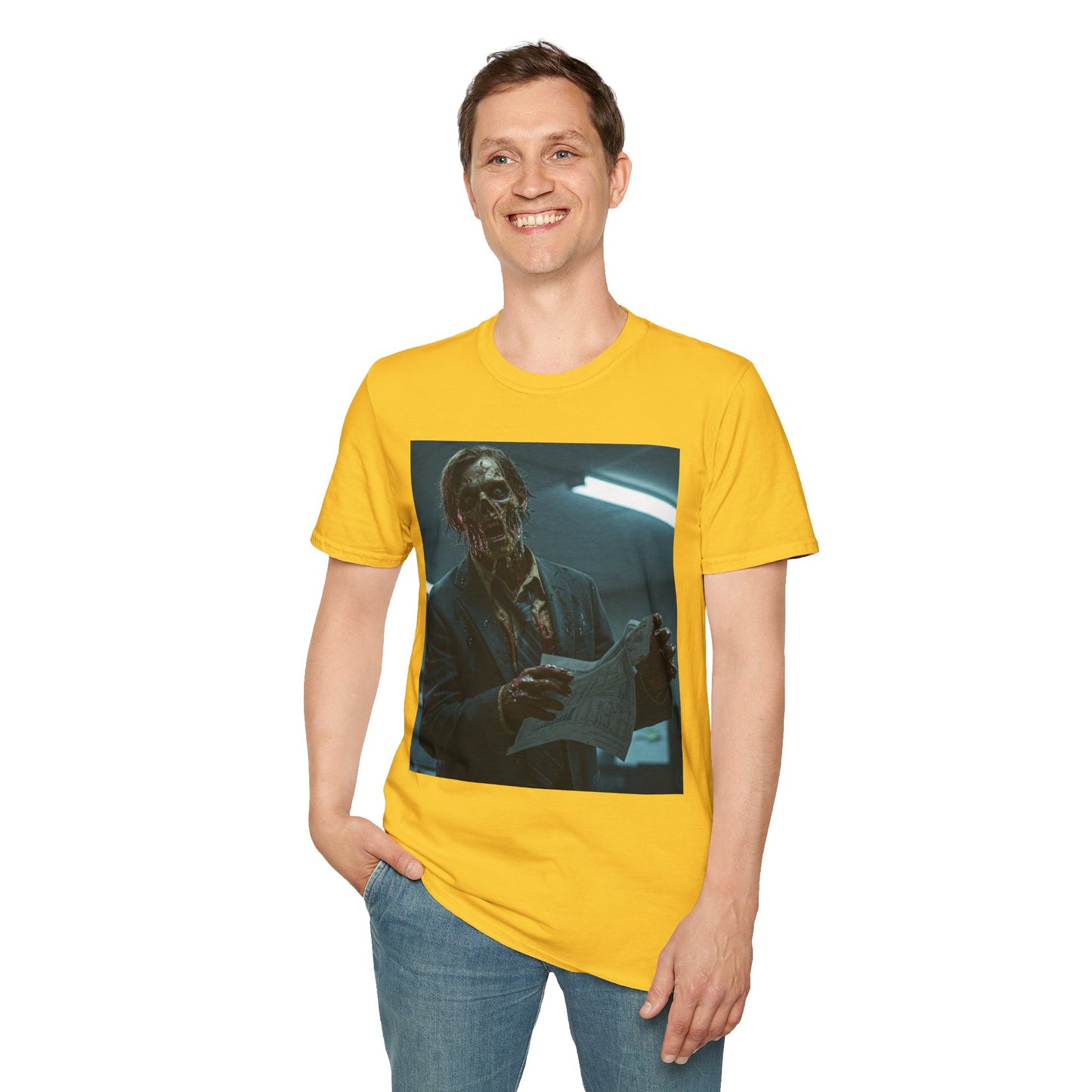 Zombie Horror Unisex Softstyle T-Shirt - Spooky Graphic Tee for Halloween and Horror Lovers